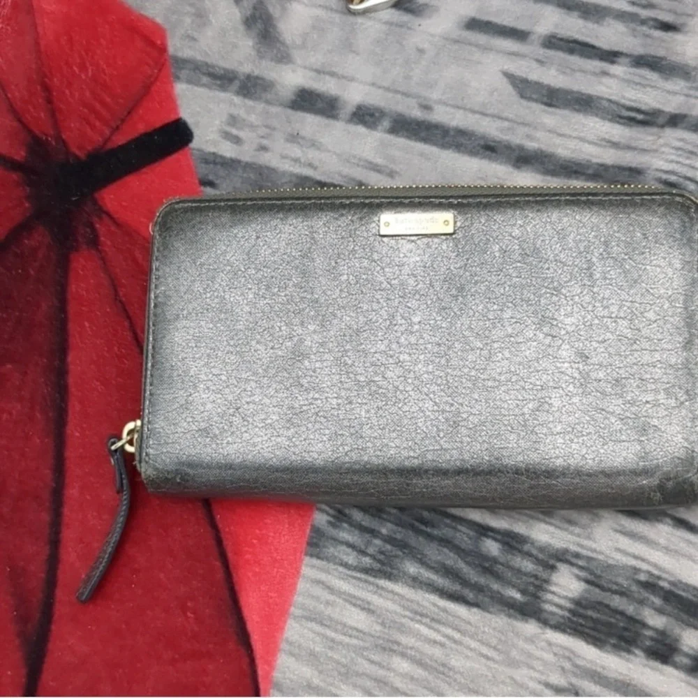 Silver and Grey Kate Spade Zip Wallet